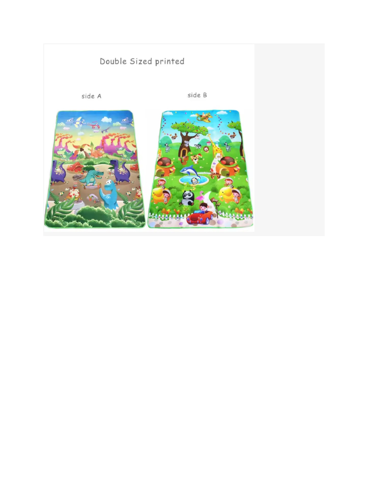 Tapis de jeu pour bébé, animaux double face