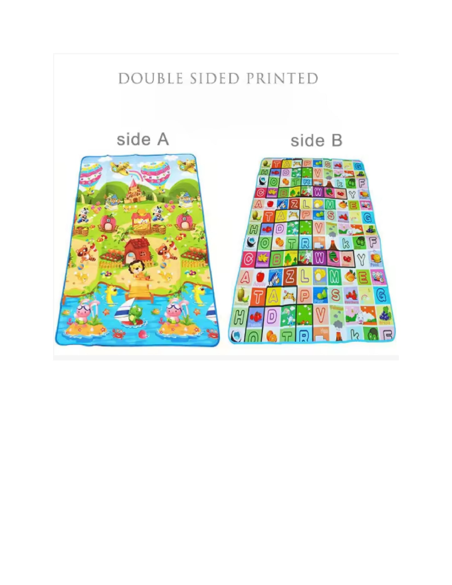 Tapis de jeu pour bébé, animaux double face