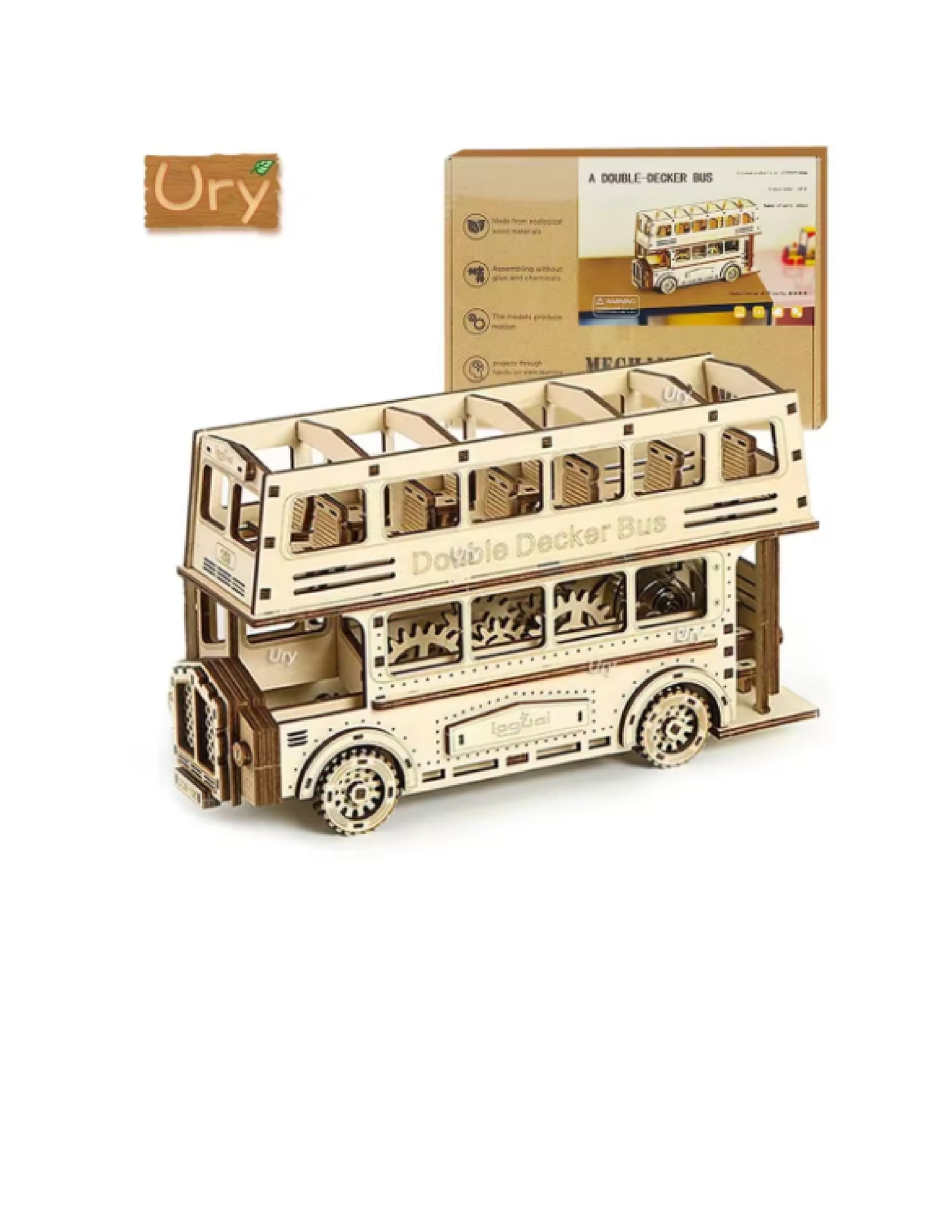 Puzzle 3D en bois, Train à vapeur rétro mobile - Ury