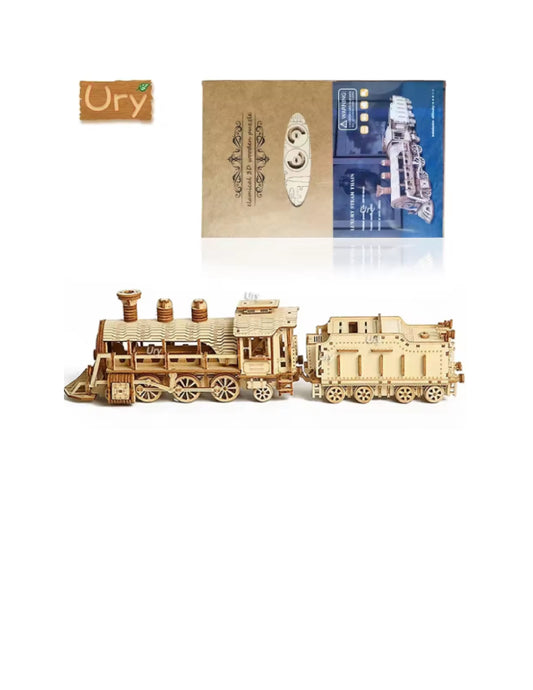 Puzzle 3D en bois, Train à vapeur rétro mobile - Ury