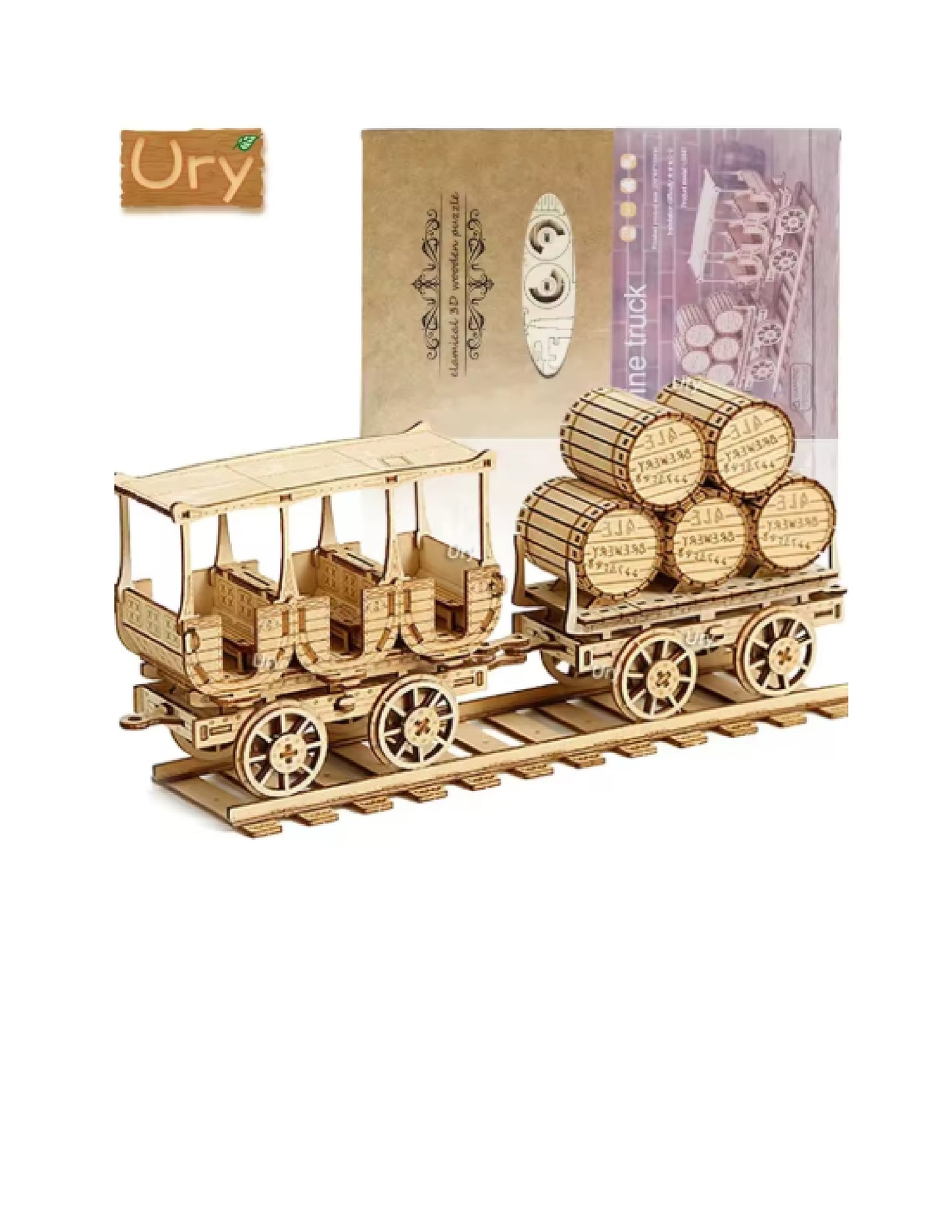 Puzzle 3D en bois, Train à vapeur rétro mobile - Ury
