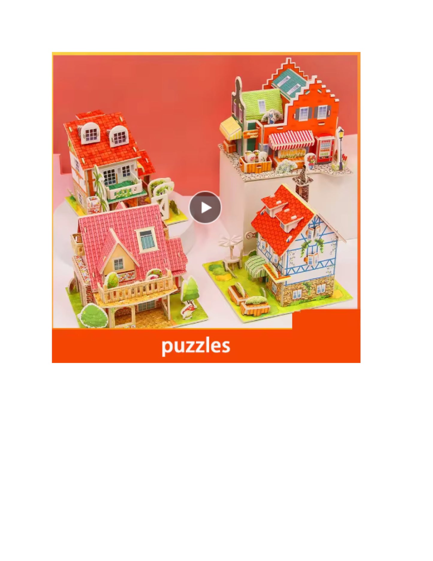 Puzzle 3D en papier, maisons miniatures Montessori