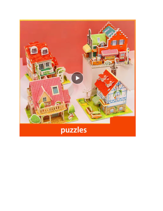 Puzzle 3D en papier, maisons miniatures Montessori