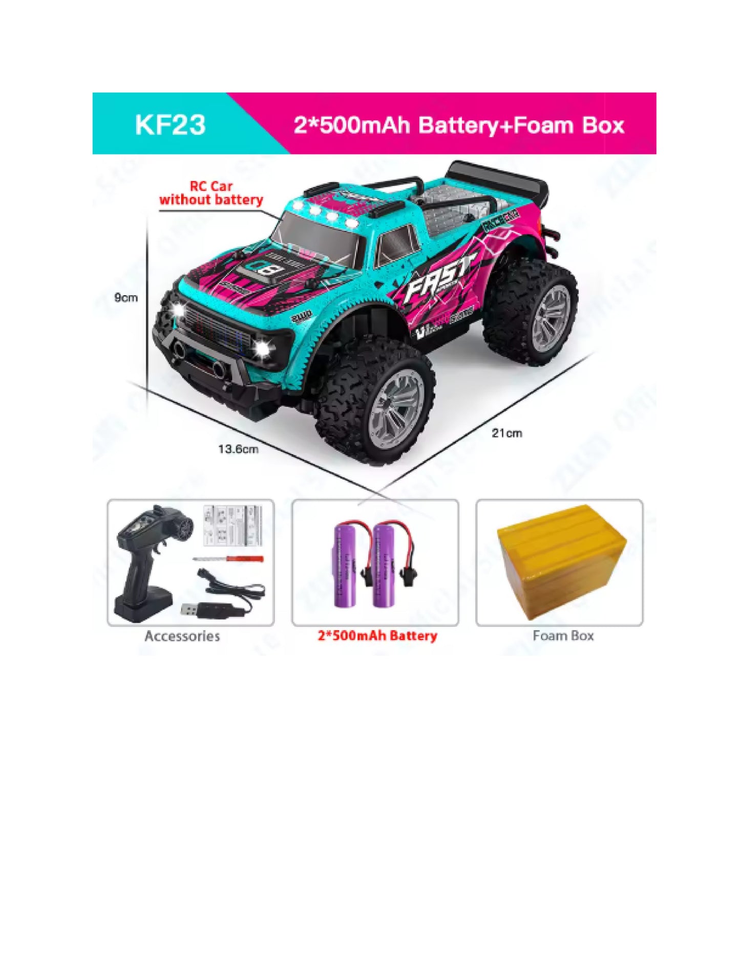 Véhicule télécommandé ZWN 1:16/1:20 2.4G modèle de voiture RC avec lumière LED 2WD