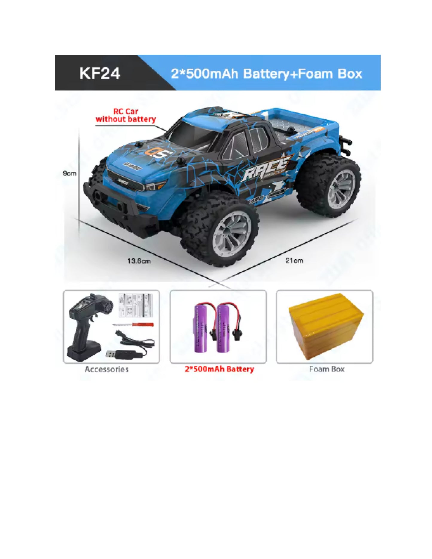 Véhicule télécommandé ZWN 1:16/1:20 2.4G modèle de voiture RC avec lumière LED 2WD