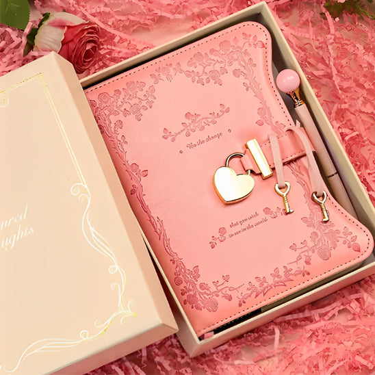 Journal avec serrure, en cuir