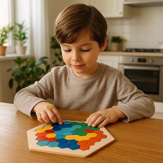 Casse-tête en bois hexagonal 3D Montessori