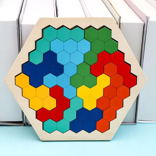 Casse-tête en bois hexagonal 3D Montessori