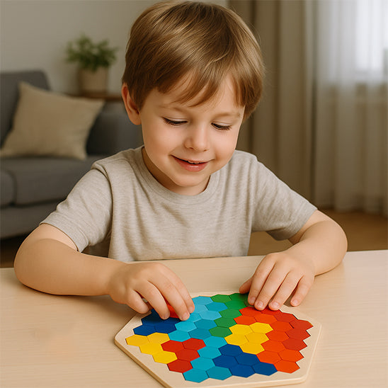 Casse-tête en bois hexagonal 3D Montessori